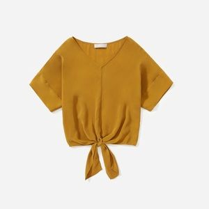 Everlane Brass Cupro Tie Front Top